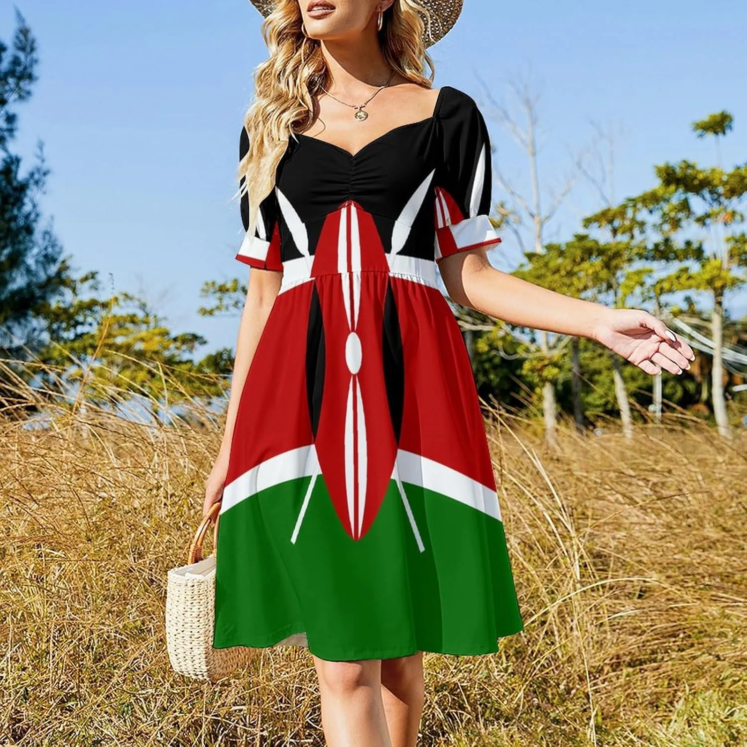 Kenya Flag Cute Flowy Midi Dresses for Women Casual Summer Dress Vacation