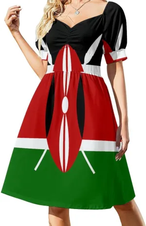 Kenya Flag Cute Flowy Midi Dresses for Women Casual Summer Dress Vacation