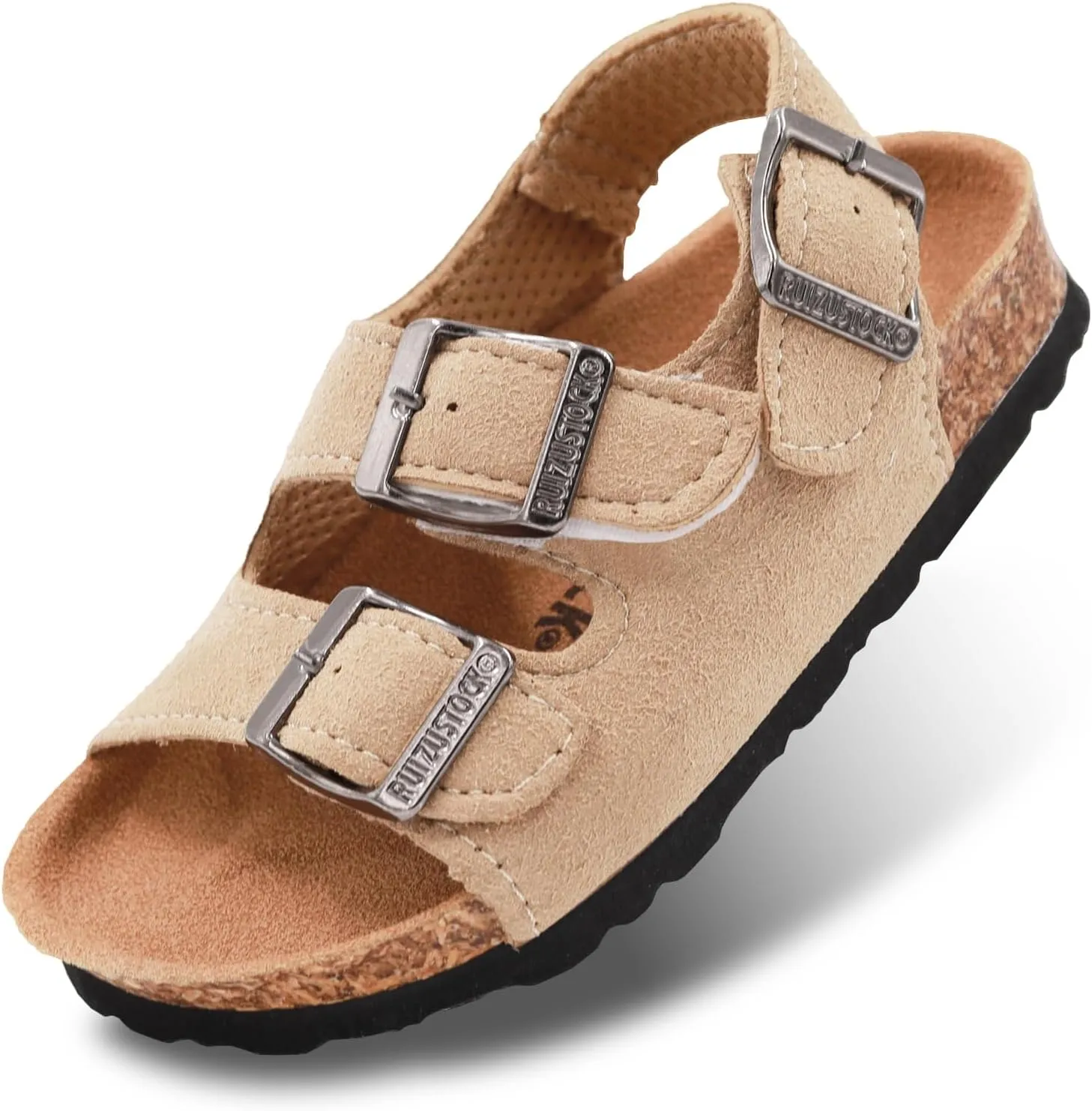 Kid Sandals Boys Girls Comfort Cork Footbed Summer Slides Sandals Toddler Adjustable Buckle Slip-On Sandal Open Toes Casual Flat for Little Kid/Big Kid