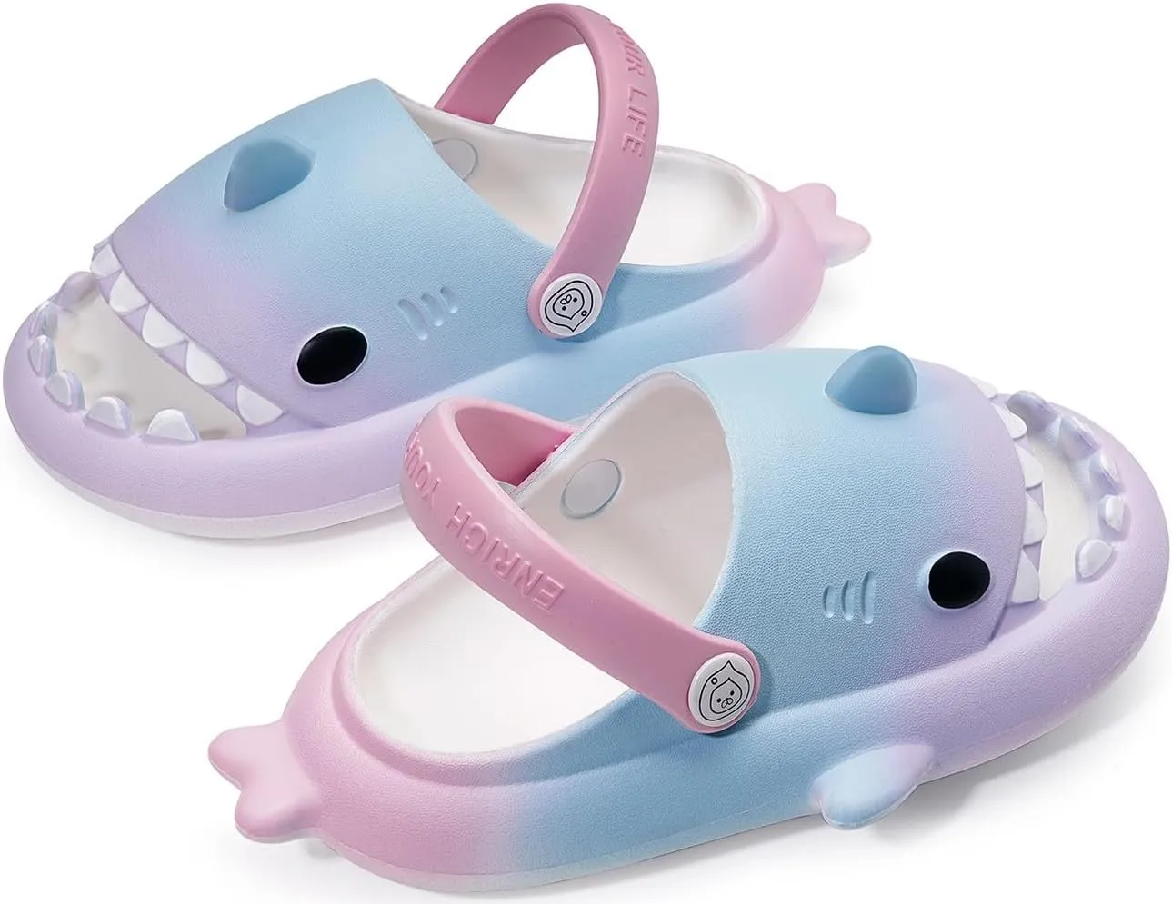 Kids Shark Slides Boys Girls Toddlers Cloud Shower Slippers Cute Cartoon Open Toe Sandals Cushioned Thick Sole Beach Pool Shoes