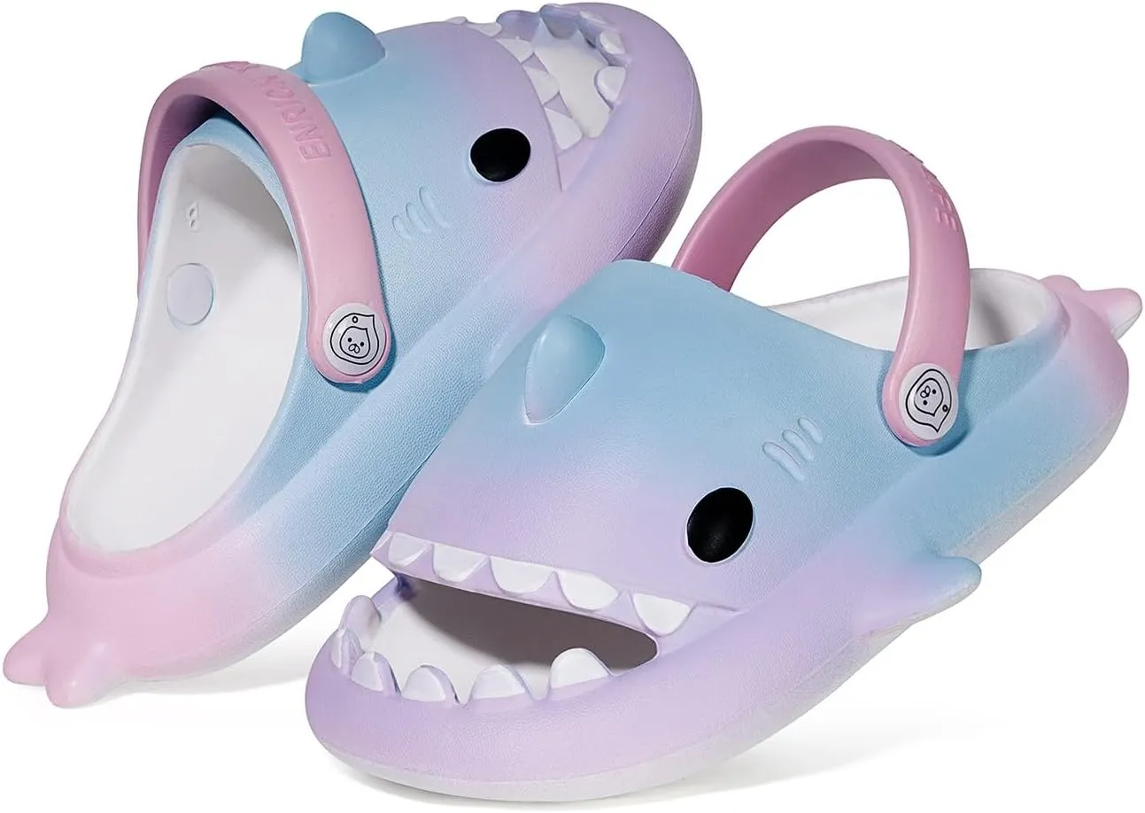 Kids Shark Slides Boys Girls Toddlers Cloud Shower Slippers Cute Cartoon Open Toe Sandals Cushioned Thick Sole Beach Pool Shoes