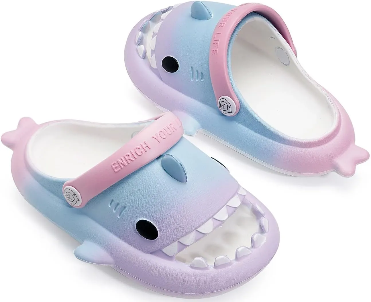 Kids Shark Slides Boys Girls Toddlers Cloud Shower Slippers Cute Cartoon Open Toe Sandals Cushioned Thick Sole Beach Pool Shoes