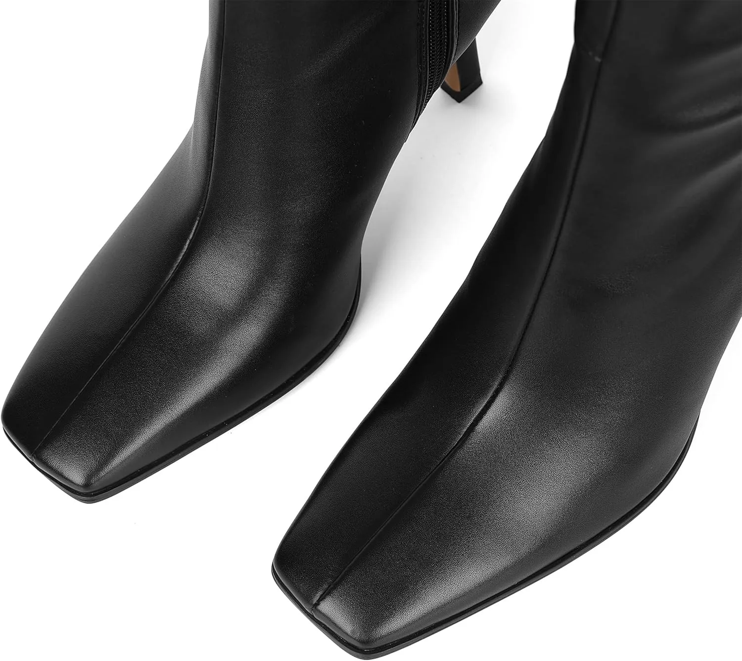 Knee High Boots, Women Thigh High Tall Leather Square Toe 3.74 In Stiletto Heel Sexy Fashion Side Zipper Fall Winter Long Boots
