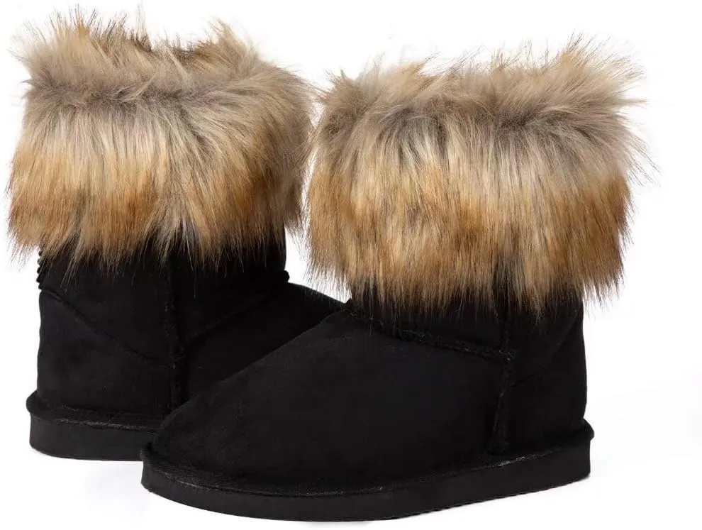 Ladies Winter Ankle Snow Boot Suede Casual Flat Fluffy Faux Fur Tassel Outdoor Women Warm Short Snowboots Imitation Fox Fur Shoes