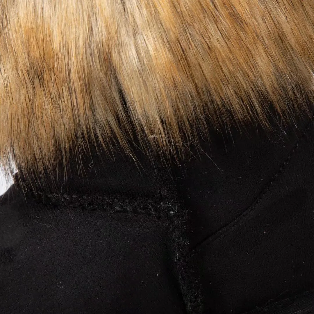 Ladies Winter Ankle Snow Boot Suede Casual Flat Fluffy Faux Fur Tassel Outdoor Women Warm Short Snowboots Imitation Fox Fur Shoes