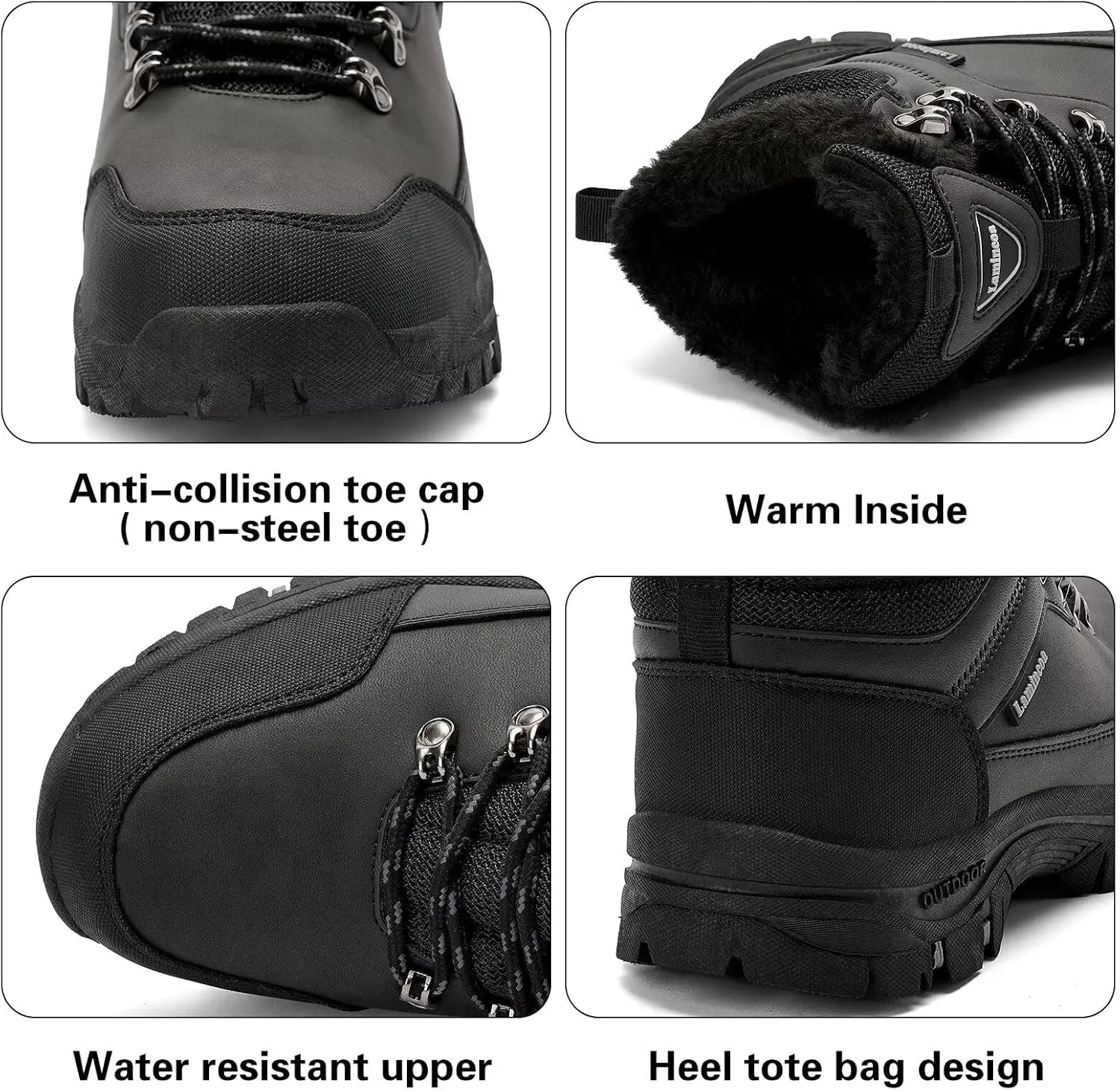 Lamincoa Mens Snow Boots Water Resistant Hiking Boots for Men Non-slip Winter Outdoor Warm Comfort Camping Backpacking Shoe