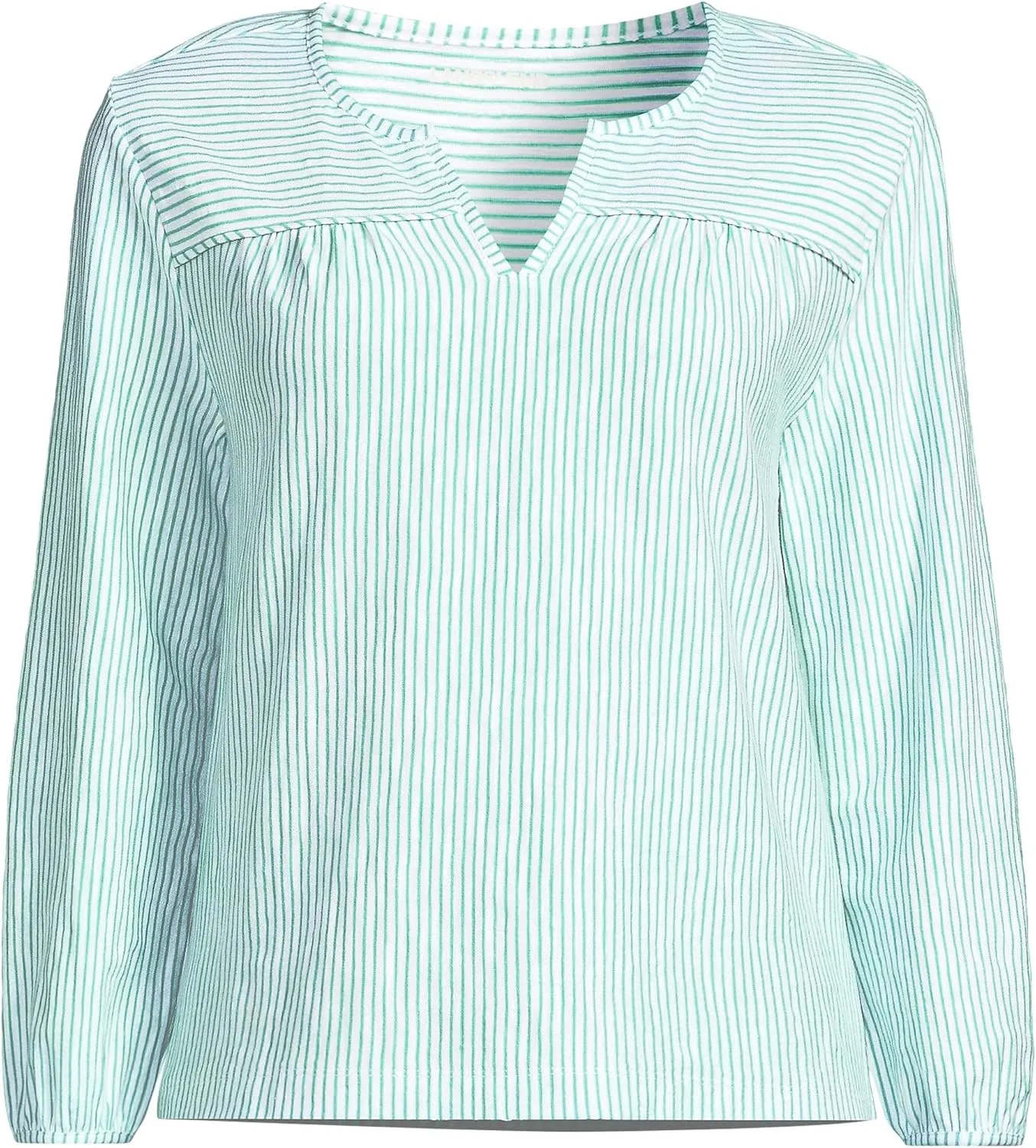 Lands' End Women's 3/4 Sleeve Slub Notch Neck Top