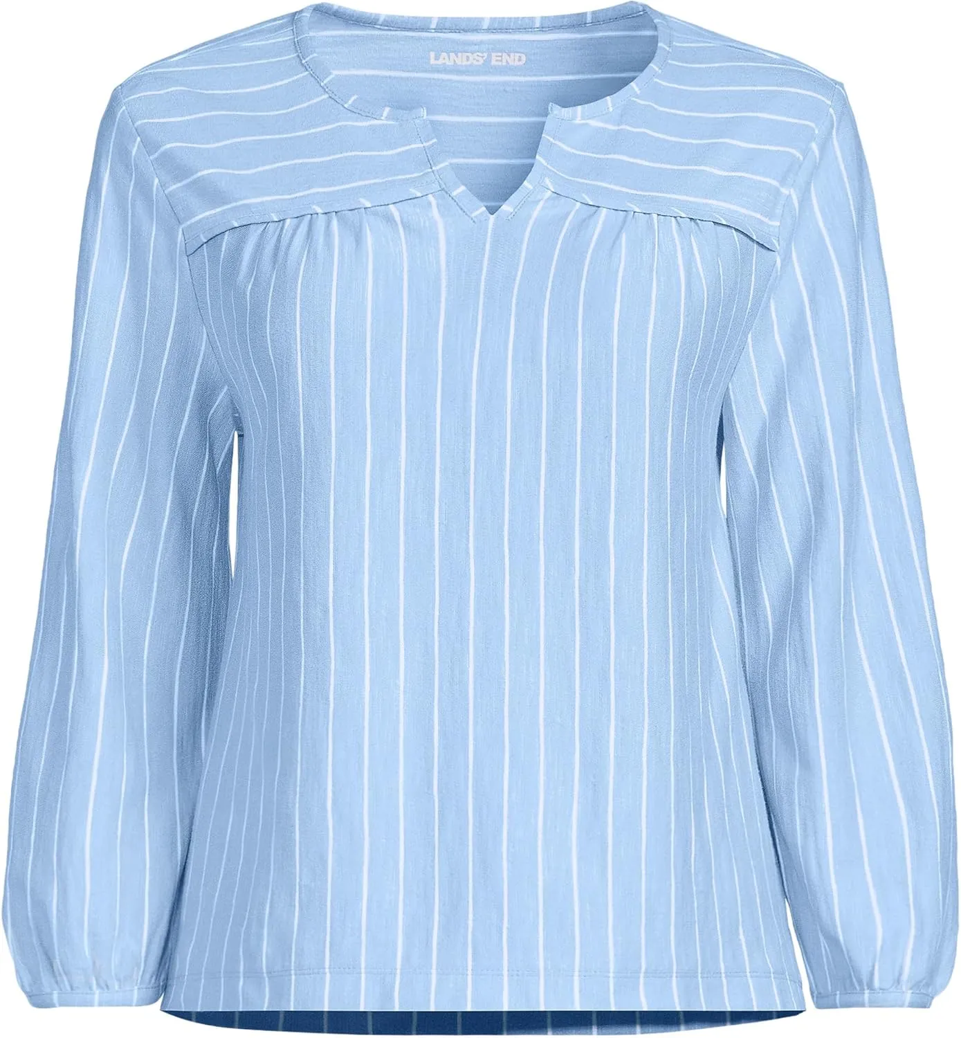 Lands' End Women's 3/4 Sleeve Slub Notch Neck Top