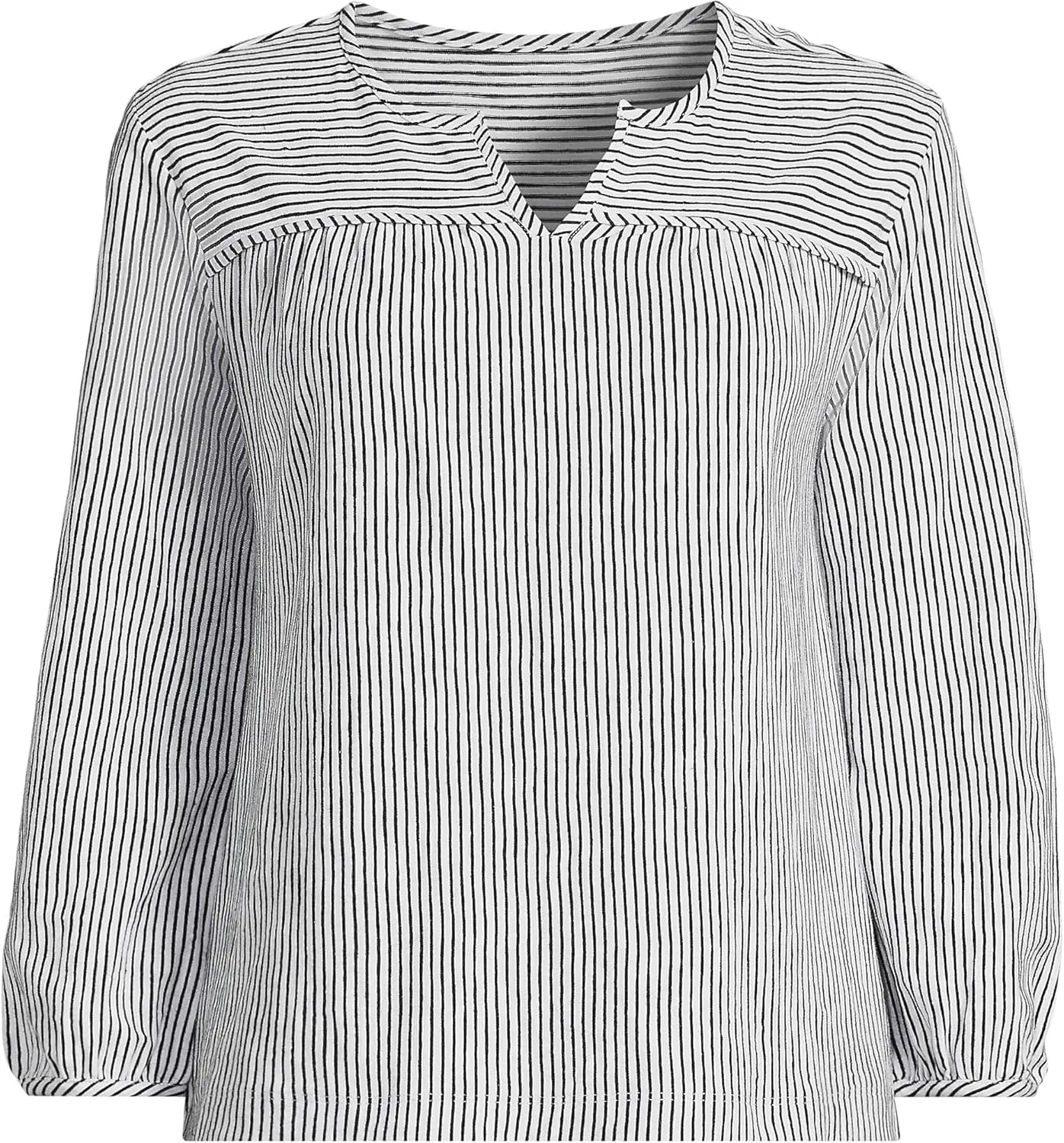 Lands' End Women's 3/4 Sleeve Slub Notch Neck Top
