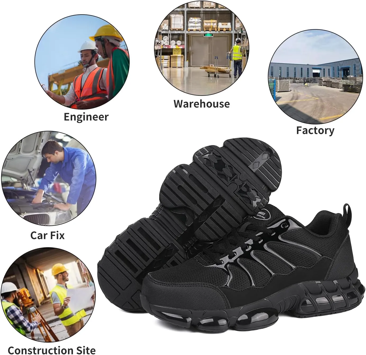 LIANGGO Steel Toe Sneakers for Men Women Safety Composite Toe Shoes Lightweight Work Shoes Indestructible Air Cushion Zapatos de Trabajo para Hombres Mujer