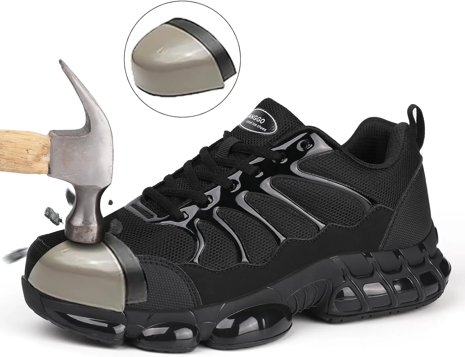 LIANGGO Steel Toe Sneakers for Men Women Safety Composite Toe Shoes Lightweight Work Shoes Indestructible Air Cushion Zapatos de Trabajo para Hombres Mujer