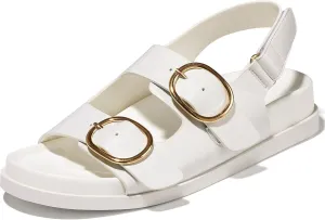 Lovee Cosee Flat Sandals for Women with Cushioned Footbed Open Toe Double Buckle Adjustable Hook-Loop Dress Summer Sandals Casual Beach Pool Party