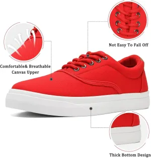 Low-Top Thick Sole Men's Fashion Sneakers Casual Canvas Sneakers for Men Lace up Tennis Shoes Comfortable Breathable Insole Slip on Sneakers Men Low Slip on Shoes - Multiple Colors - Big Size