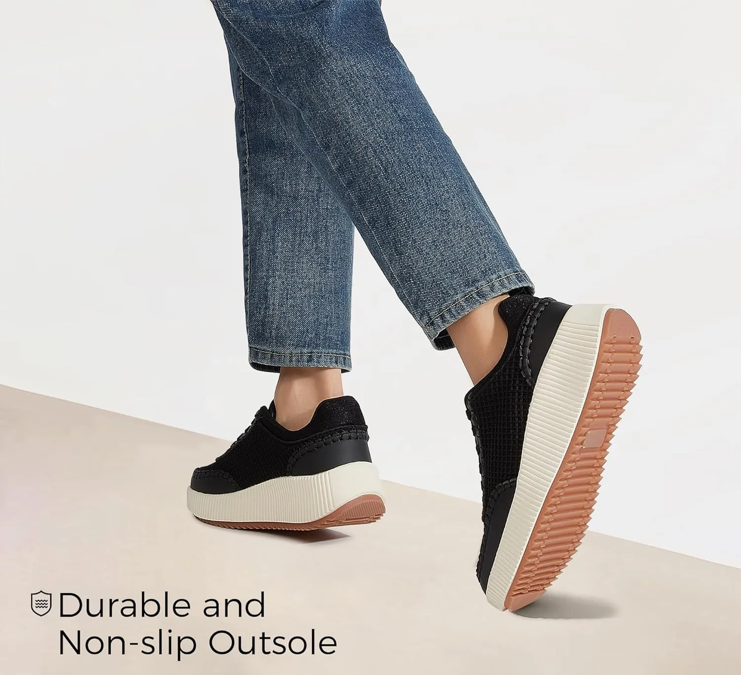 LUCKY STEP Women's Platform Sneakers Retro Braided Fashion Casual Chunky Shoes Breathable Durable Non Slip Walking Footwear