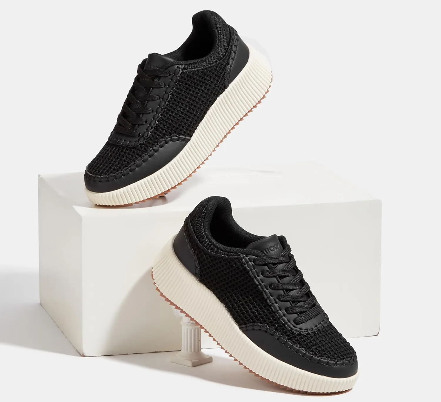 LUCKY STEP Women's Platform Sneakers Retro Braided Fashion Casual Chunky Shoes Breathable Durable Non Slip Walking Footwear