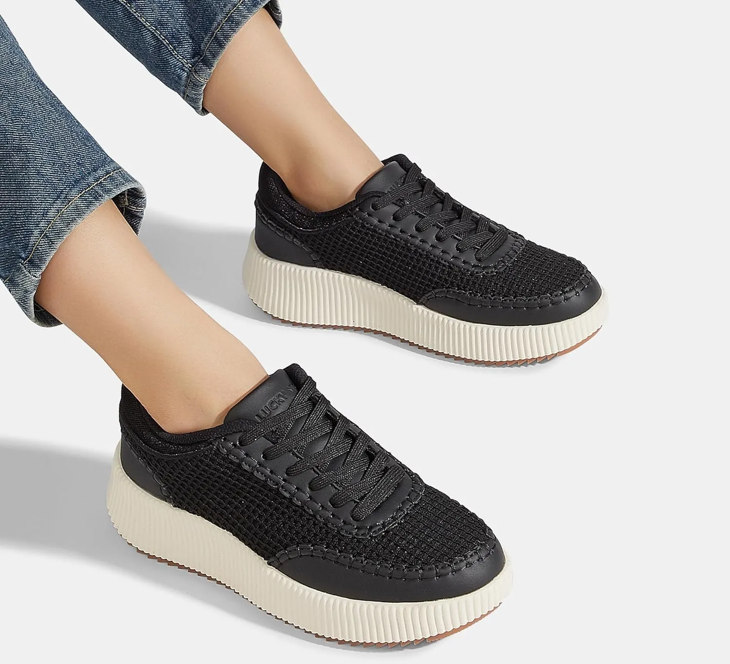 LUCKY STEP Women's Platform Sneakers Retro Braided Fashion Casual Chunky Shoes Breathable Durable Non Slip Walking Footwear