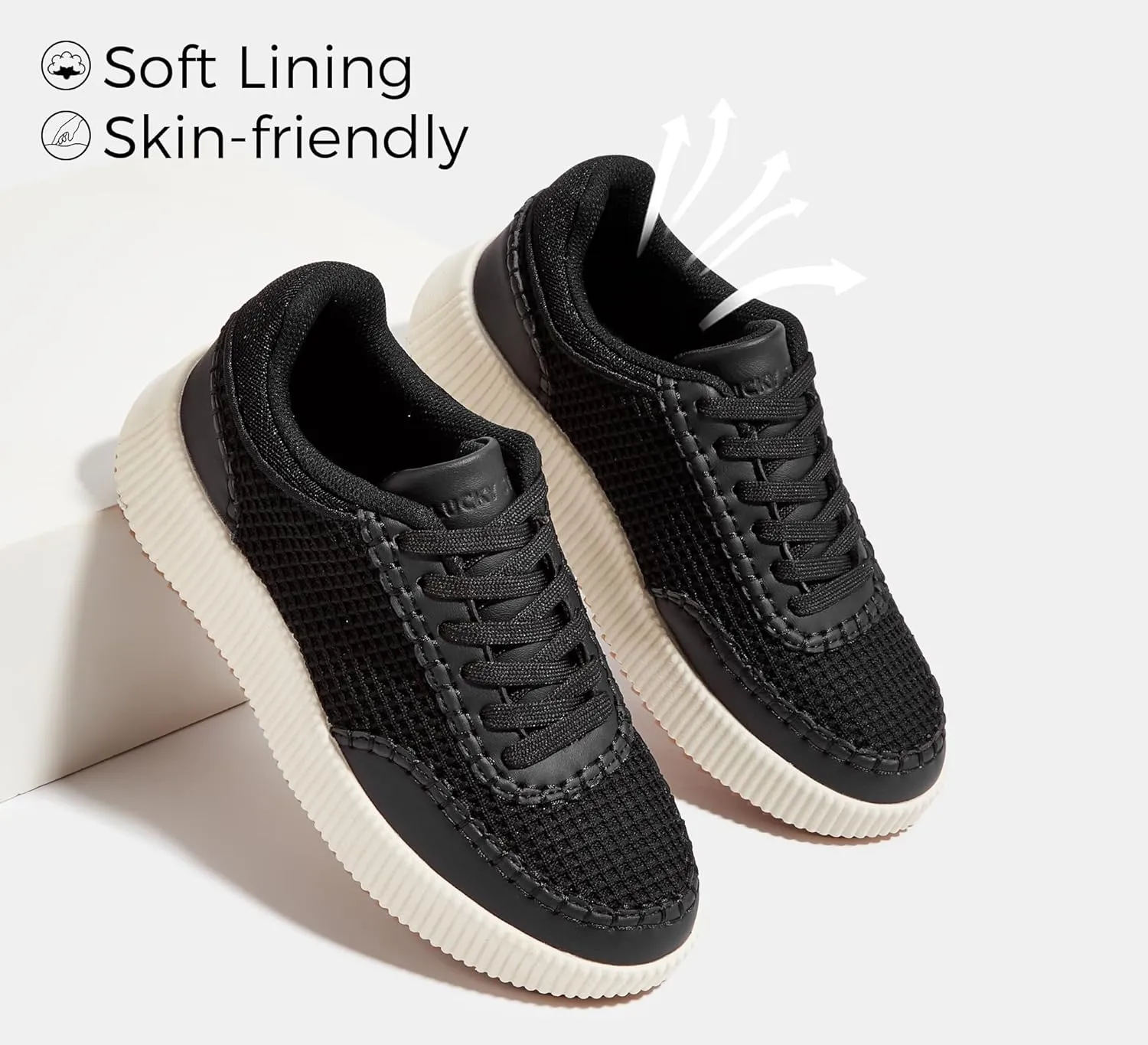 LUCKY STEP Women's Platform Sneakers Retro Braided Fashion Casual Chunky Shoes Breathable Durable Non Slip Walking Footwear