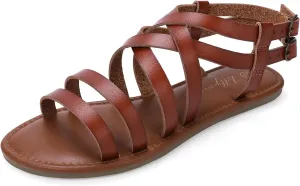Luffymomo Women's Flat Sandals Open Toe Casual Strappy Sandals Comfortable Ankle Strap Gladiator Slides