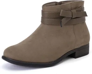 Luoika Women's Wide Width Ankle Boots - Black Brown Short Boots Block Low Heel Side Zipper Booties.