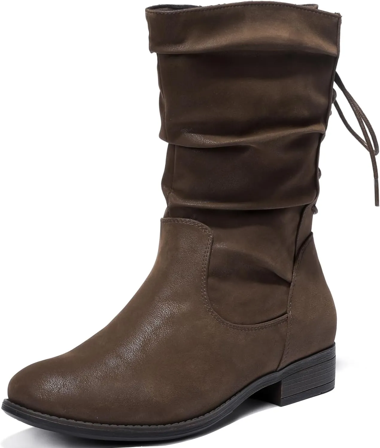 Luoika Women's Wide Width Ankle Boots - Black Brown Short Boots Block Low Heel Side Zipper Booties.