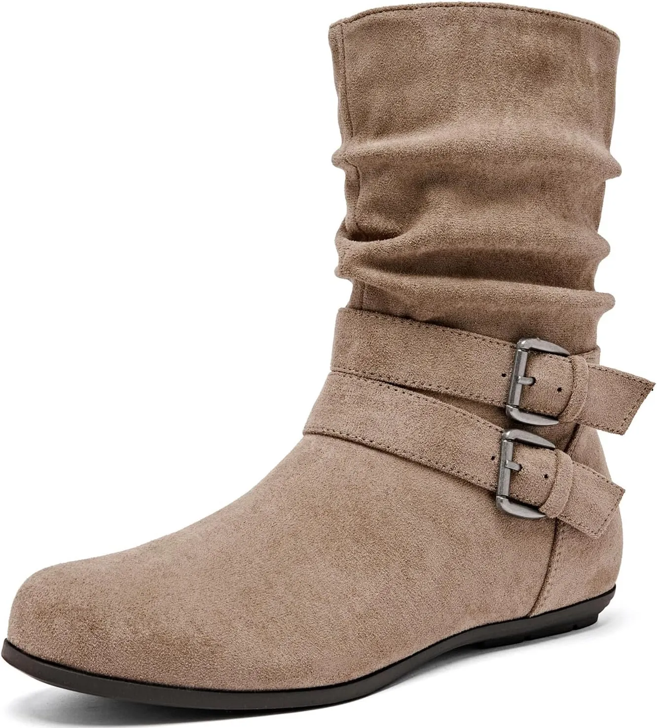 Luoika Women's Wide Width Ankle Boots - Black Brown Short Boots Block Low Heel Side Zipper Booties.
