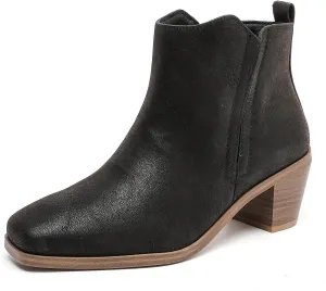 Luoika Women's Wide Width Ankle Boots - Black Brown Short Boots Block Low Heel Side Zipper Booties.