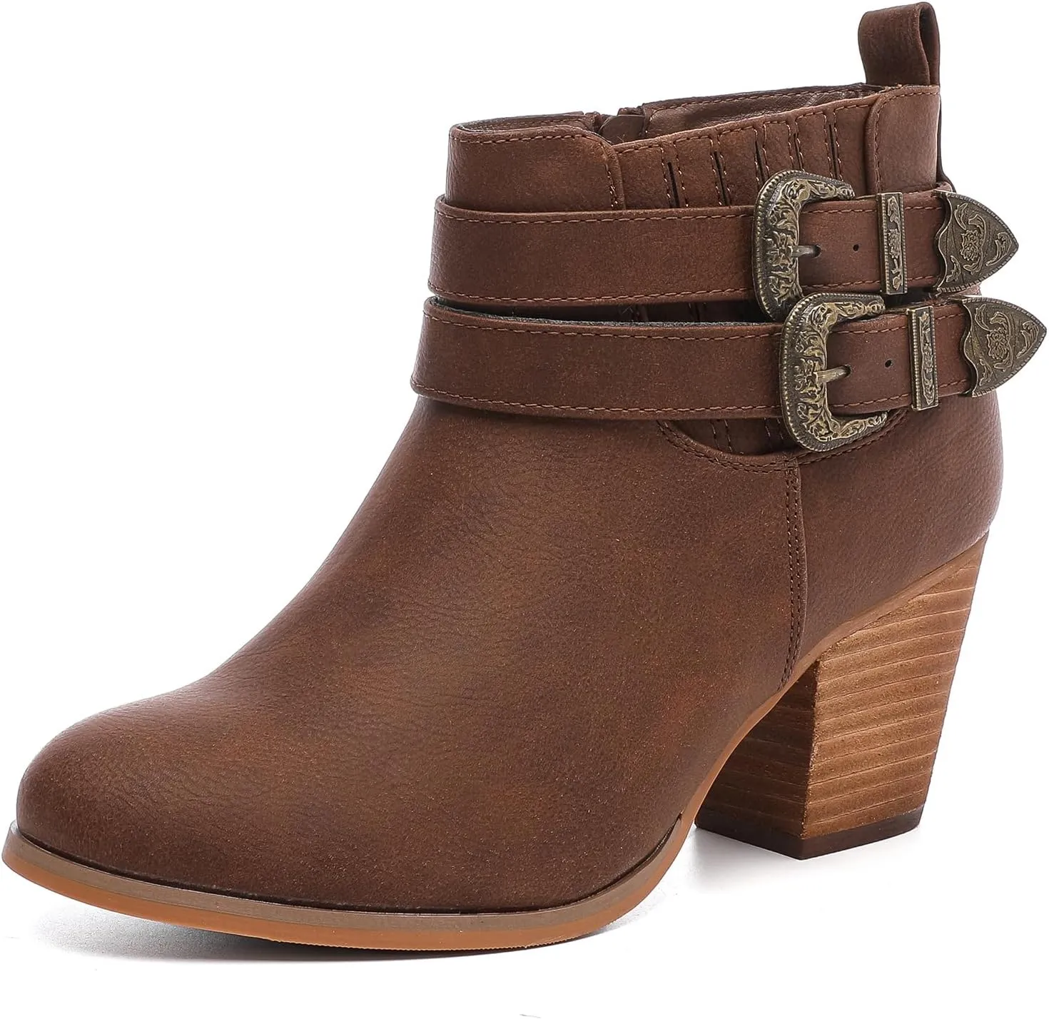 Luoika Women's Wide Width Ankle Boots, Chunky Heel Side Zipper Extra Wide Short Booties.