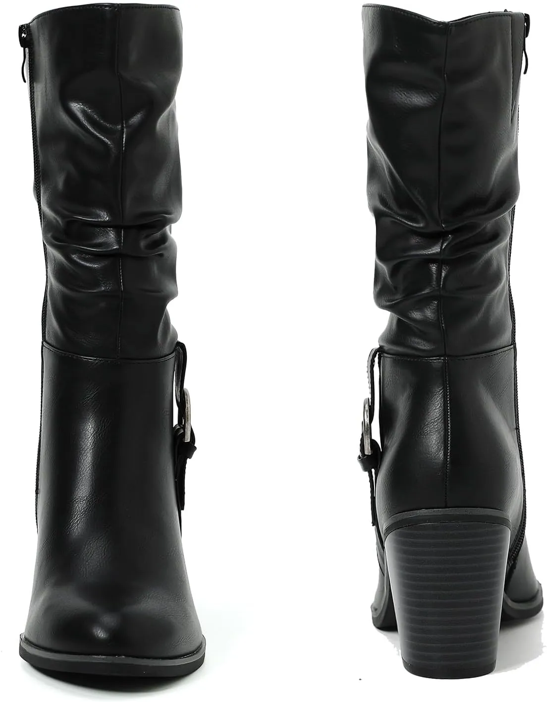 Luoika Women's Wide Width Cowboy Cowgirl Boots - Wide Calf Pointed Toe Pump Heel Women's Western Boots.