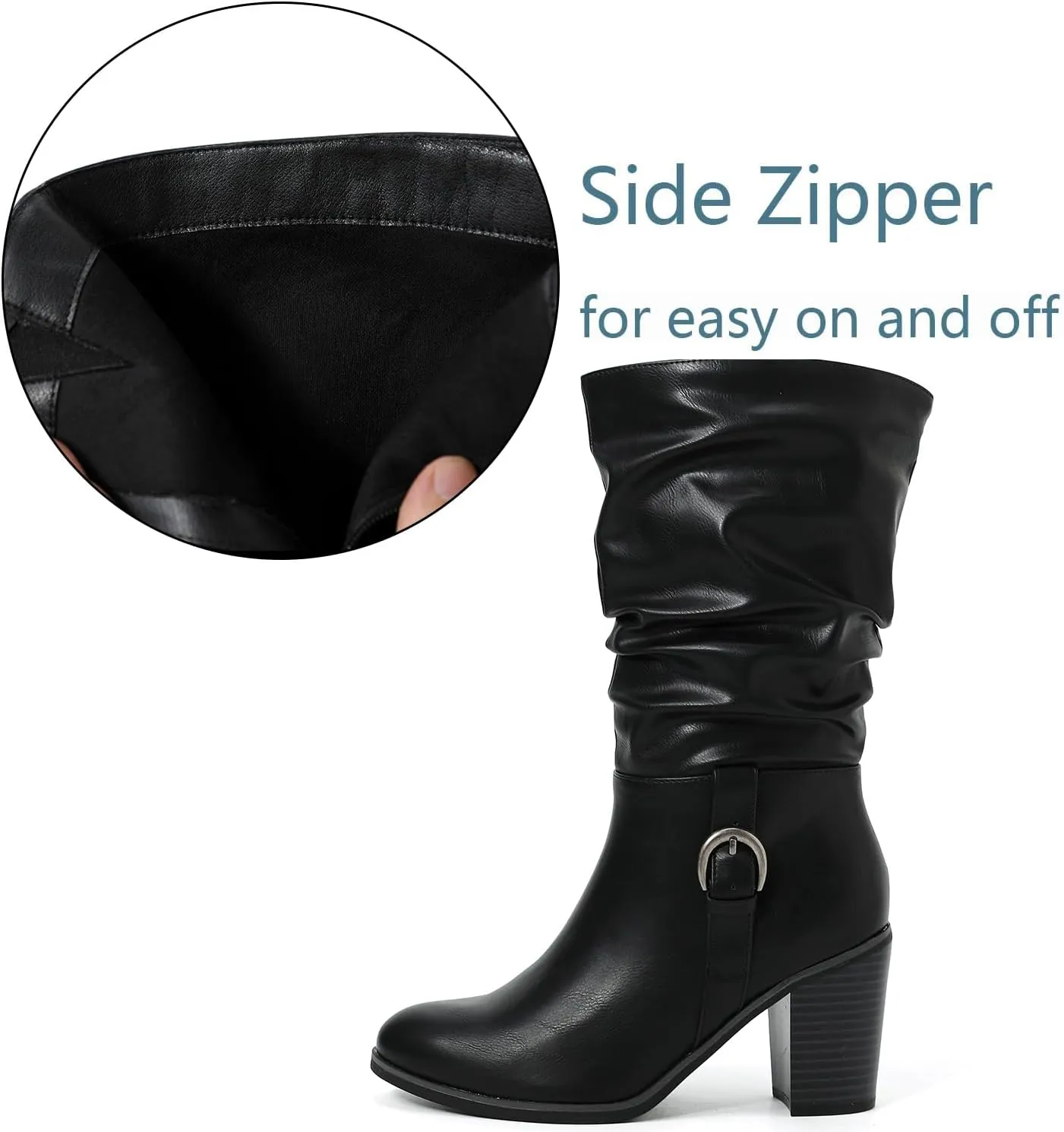 Luoika Women's Wide Width Cowboy Cowgirl Boots - Wide Calf Pointed Toe Pump Heel Women's Western Boots.