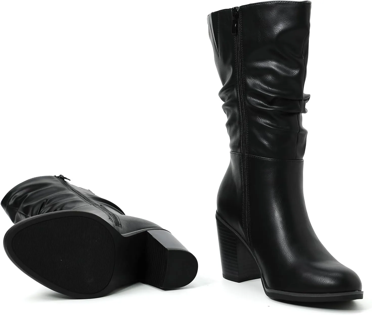 Luoika Women's Wide Width Cowboy Cowgirl Boots - Wide Calf Pointed Toe Pump Heel Women's Western Boots.