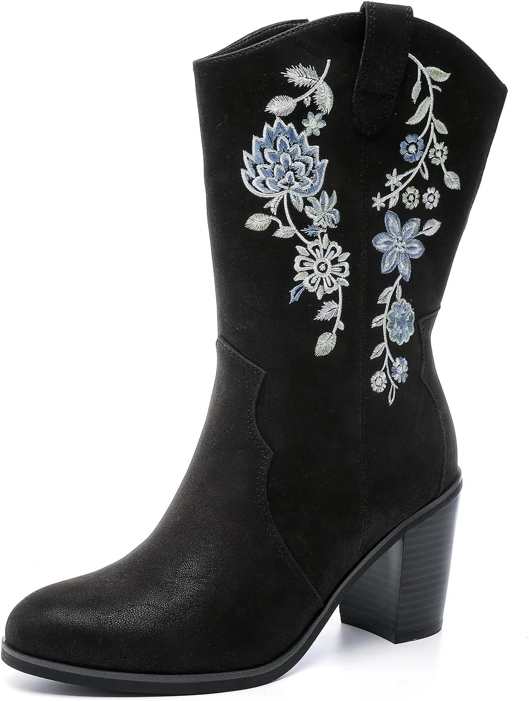 Luoika Women's Wide Width Cowboy Cowgirl Boots - Wide Calf Pointed Toe Pump Heel Women's Western Boots.