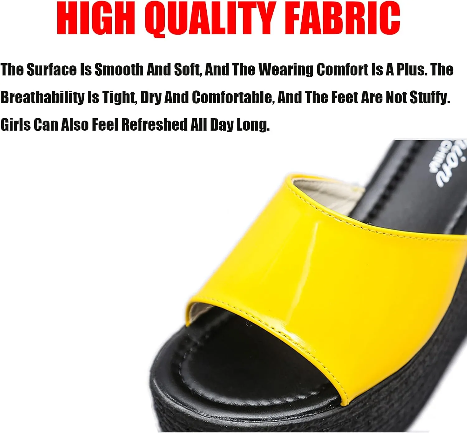 Lymphvity Women's Fish Mouth Open Toe Platform Sandals Slides,Summer Fashion Outdoor Slip On Mule High Heeled Wedge Solid Color Casual Dress Leather Sandals