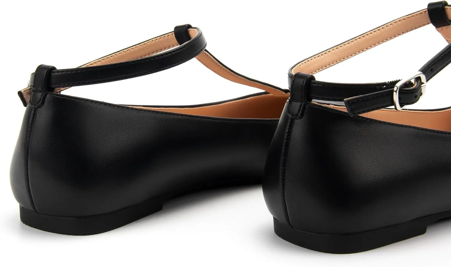 Mary Jane Flats Women Adjustable T Strap Square Toe Ballet Flats Ankle Strap Dress Comfortable Flats for Work,Date Nights Party,Office,Wedding