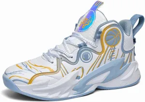 MAUGELY Unisex High Top Basketball Shoes Leather Running Sports Shoes Actual Combat Sneakers