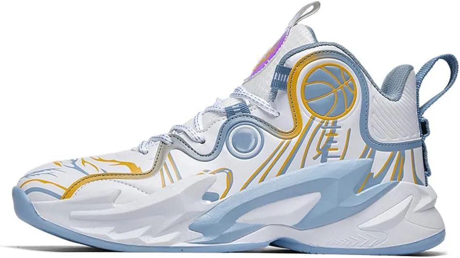 MAUGELY Unisex High Top Basketball Shoes Leather Running Sports Shoes Actual Combat Sneakers