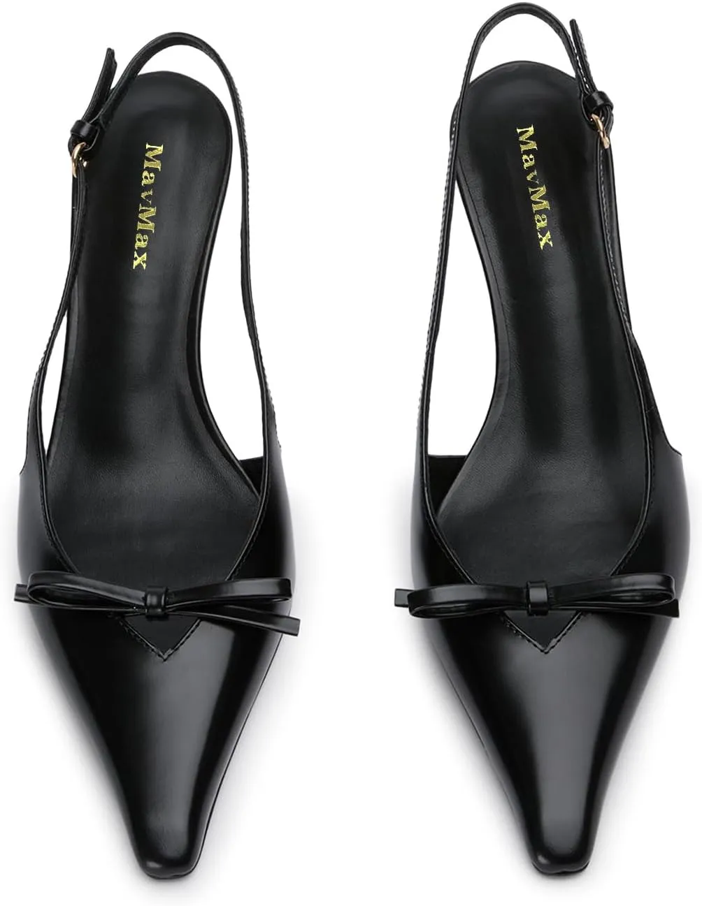 MAVMAX Slingback Heels for Women Bow Pointed Close Toe Stilettos High Kitten Heels Pumps Dress Party Heeled Sandals