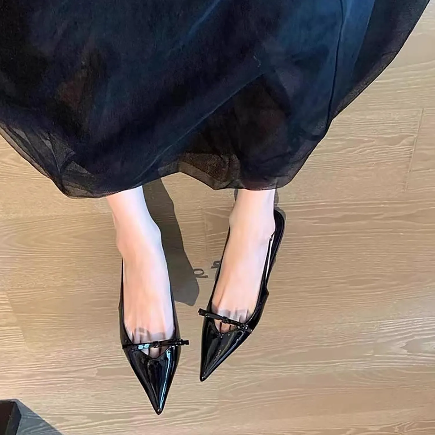 MAVMAX Slingback Heels for Women Bow Pointed Close Toe Stilettos High Kitten Heels Pumps Dress Party Heeled Sandals