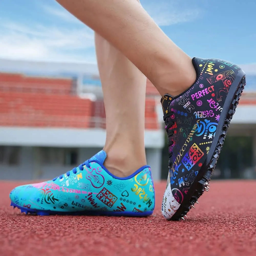 Maylrvjv Men's Track and Field Shoes Breathable Comfortable Track Spikes Racing Jumping Sprint Running Sneakers