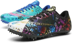 Maylrvjv Men's Track and Field Shoes Breathable Comfortable Track Spikes Racing Jumping Sprint Running Sneakers