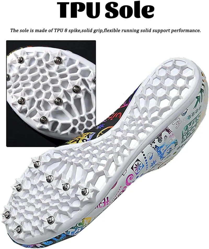 Maylrvjv Men's Track and Field Shoes Breathable Comfortable Track Spikes Racing Jumping Sprint Running Sneakers