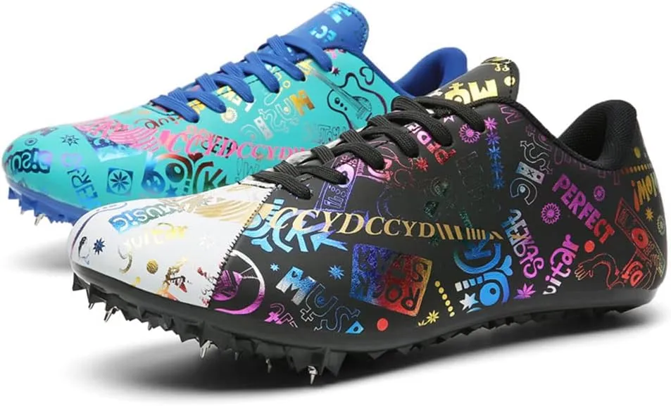 Maylrvjv Men's Track and Field Shoes Breathable Comfortable Track Spikes Racing Jumping Sprint Running Sneakers