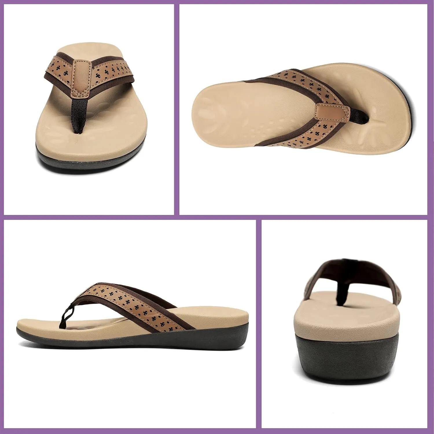 MEGNYA Womens Orthopedic Sandals with Arch Support, Summer Plantar Fasciitis Flip Flops for Flat Feet, Comfortable Cushioned Foam Slippers for Outdoor Beach