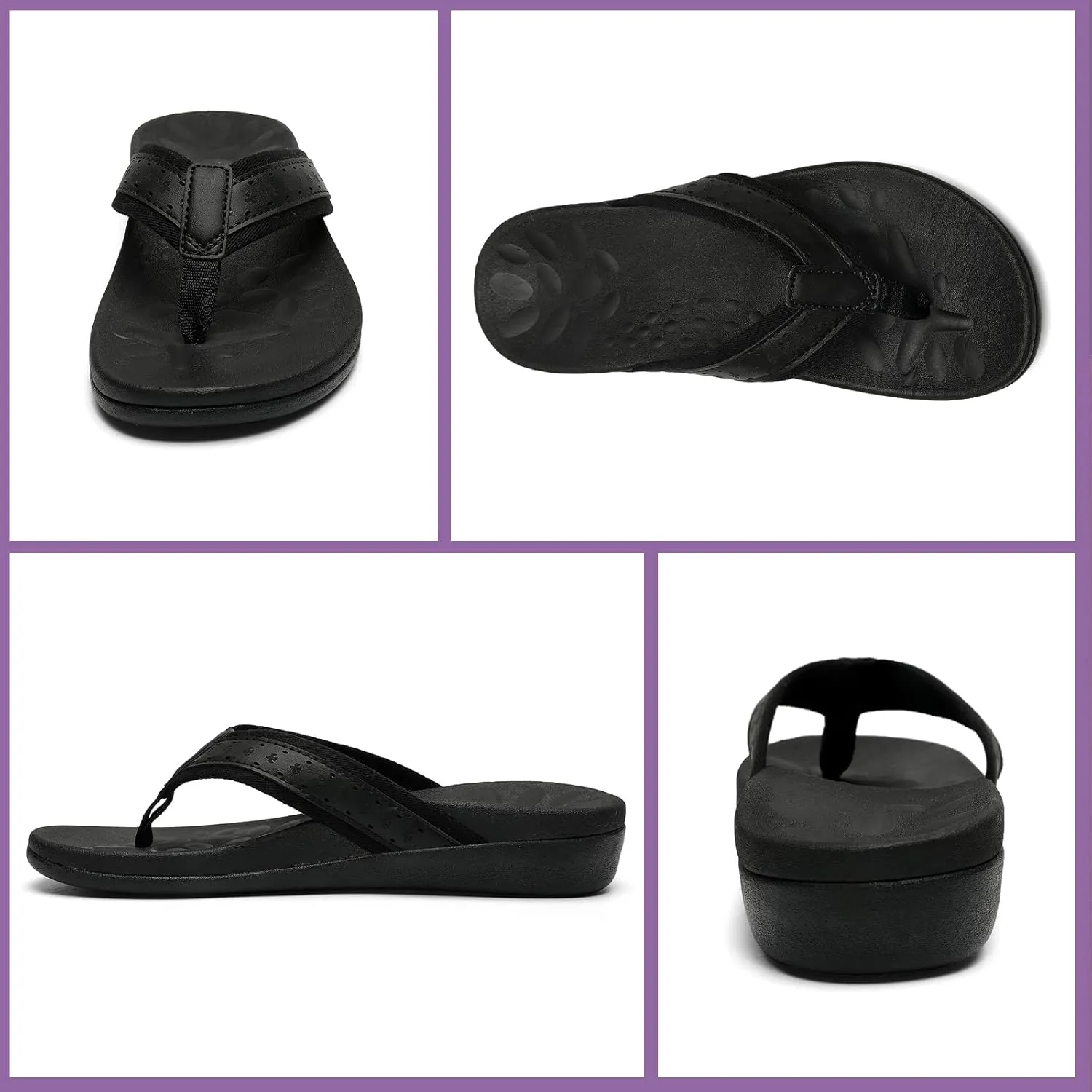 MEGNYA Womens Orthopedic Sandals with Arch Support, Summer Plantar Fasciitis Flip Flops for Flat Feet, Comfortable Cushioned Foam Slippers for Outdoor Beach