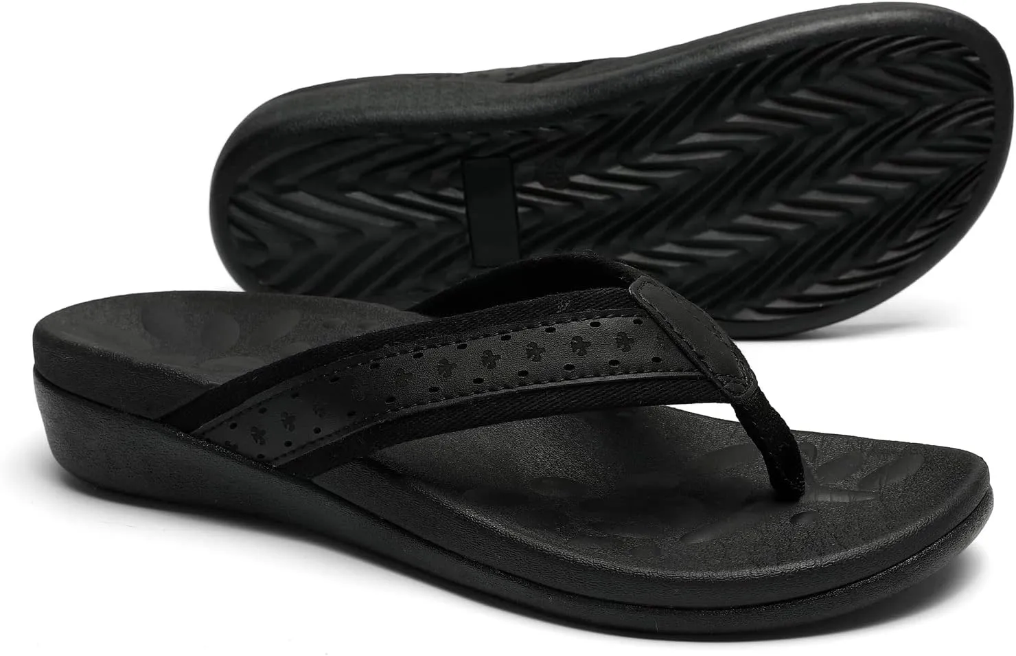 MEGNYA Womens Orthopedic Sandals with Arch Support, Summer Plantar Fasciitis Flip Flops for Flat Feet, Comfortable Cushioned Foam Slippers for Outdoor Beach