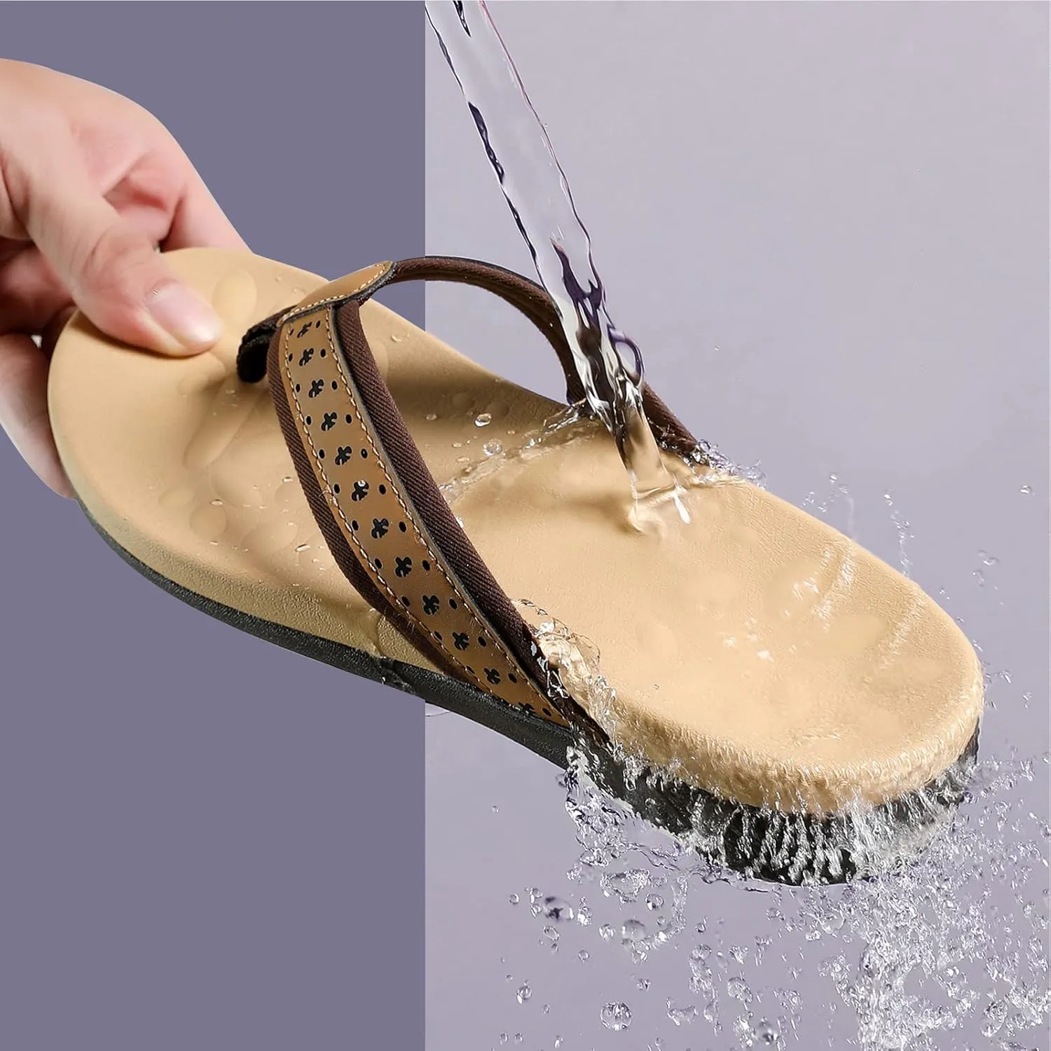 MEGNYA Womens Orthopedic Sandals with Arch Support, Summer Plantar Fasciitis Flip Flops for Flat Feet, Comfortable Cushioned Foam Slippers for Outdoor Beach