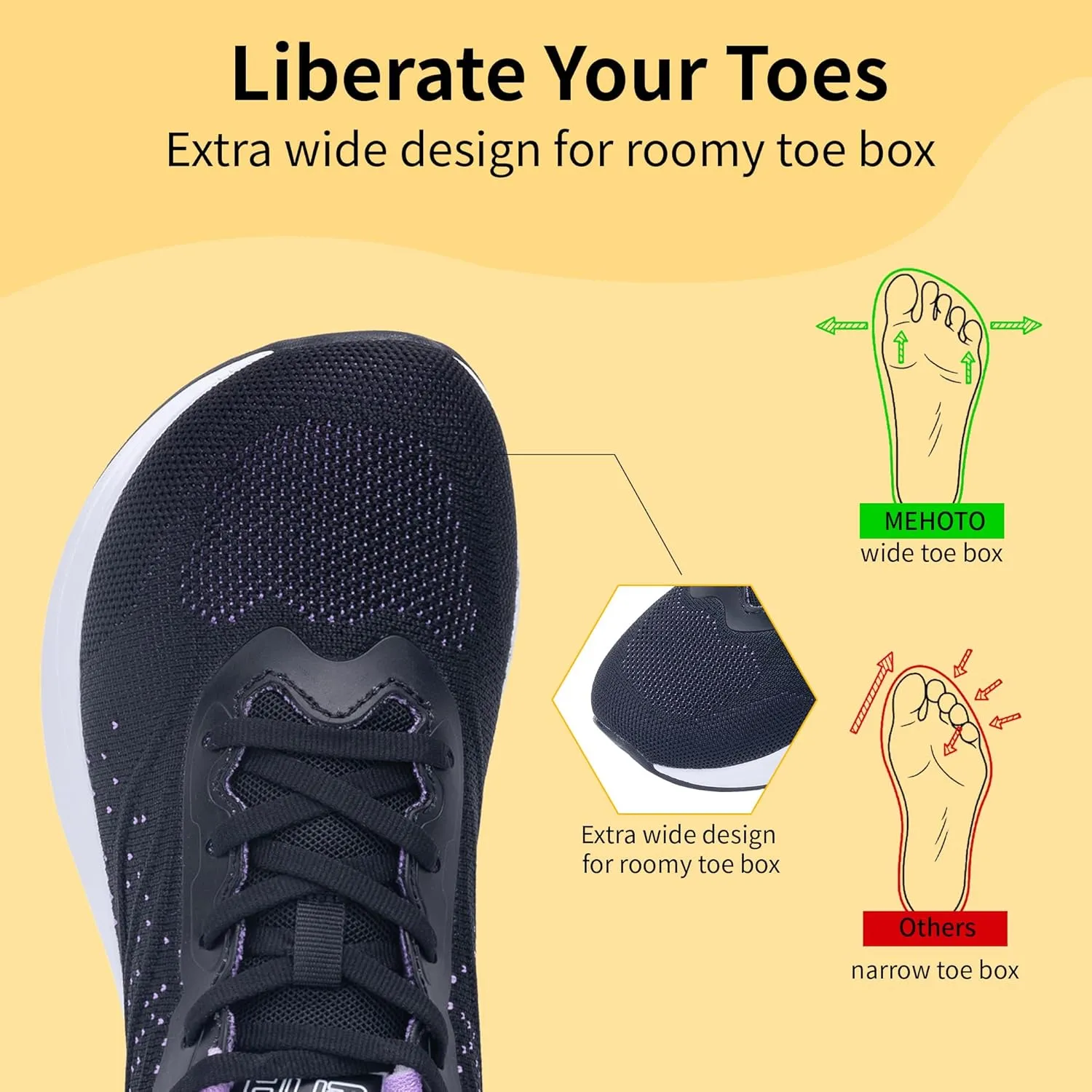 MEHOTO Womens Wide Toe Box Walking Shoes Air Running Tennis Fashion Sneakers Casual Gym Sport Shoes for Swelling Bunion US 6-11