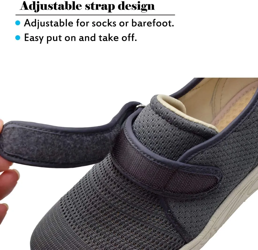 Mei MACLEOD Women's Extra Wide Shoes with Adjustable Strap Wide Width Sneakers Arthritis Edema Walking Shoes for Elderly Diabetic