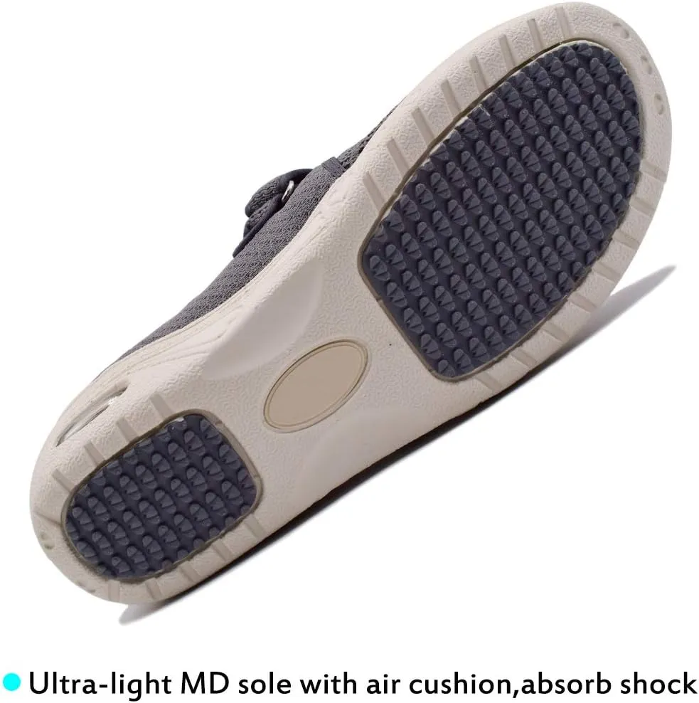 Mei MACLEOD Women's Extra Wide Shoes with Adjustable Strap Wide Width Sneakers Arthritis Edema Walking Shoes for Elderly Diabetic