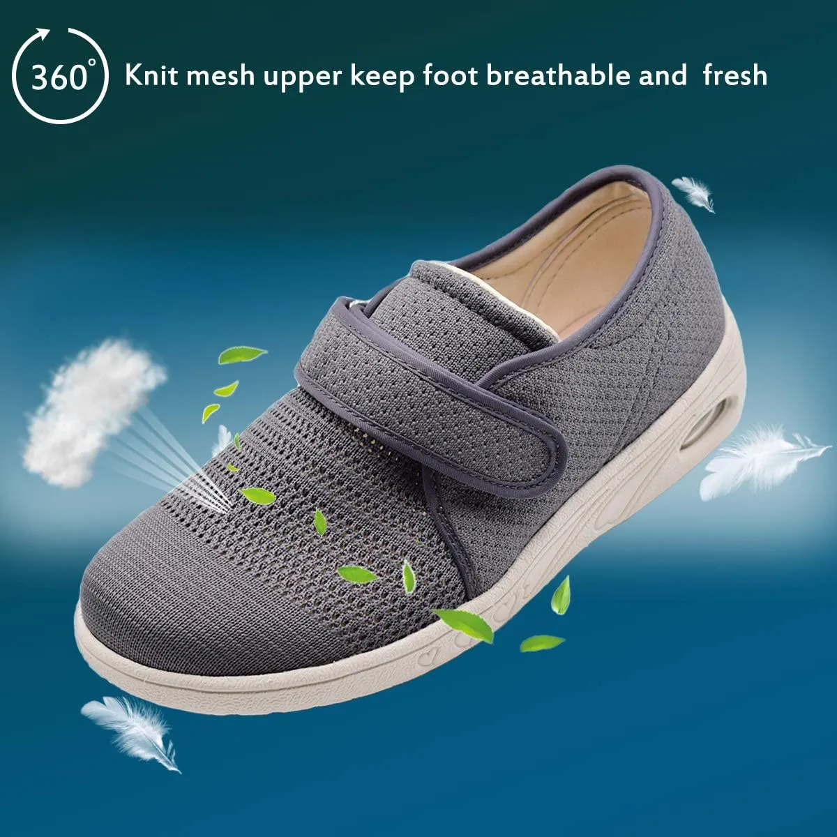 Mei MACLEOD Women's Extra Wide Shoes with Adjustable Strap Wide Width Sneakers Arthritis Edema Walking Shoes for Elderly Diabetic