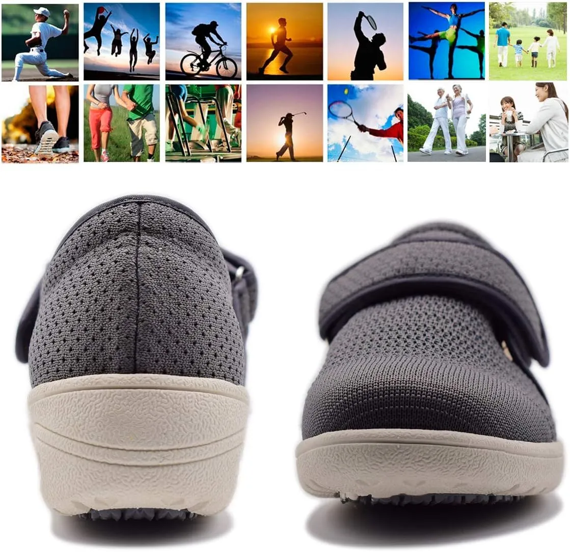 Mei MACLEOD Women's Extra Wide Shoes with Adjustable Strap Wide Width Sneakers Arthritis Edema Walking Shoes for Elderly Diabetic